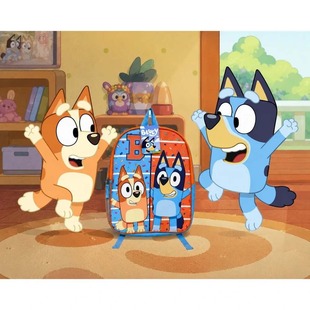 Bluey Bingo Kids Backpack School Bag‎ NWT Toddler Preschool Blue Orange 18